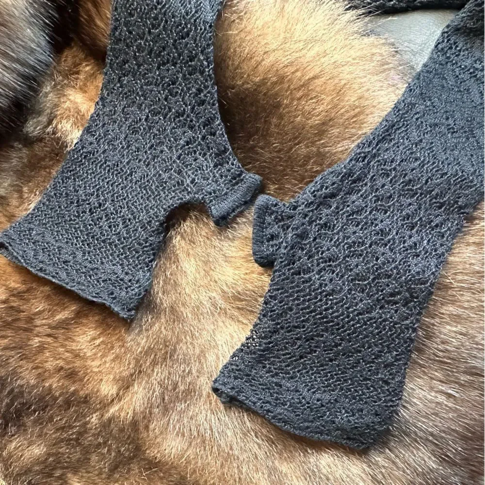 Ralph Lauren Collection Fall 2010 Black Fingerless Lace Crochet Gloves